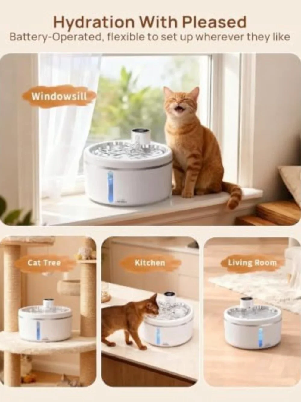 84oz Stainless Steel Wireless Cat Water Fountain with Motion Sensor - Pet